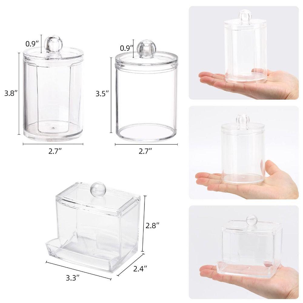 2/3/4Pcs Transparent Window Cotton Ball/Swabs Dispenser Save Space Apothecary Container Jar  Jewelry