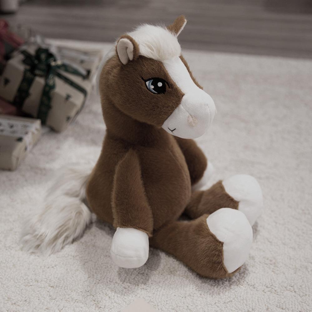

with Mane Horse Plush Toys Simulation Cartoon Horse Stuffed Toy Sitting Foal Plush Doll Kids Gift 22CM-Style C