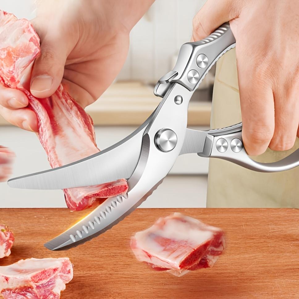 1 Large Strong Spring Kitchen Scissors, Sharp Stainless Steel Scissors, Barbecue Scissors, Chicken Bone Scissors, Steak Scissors.