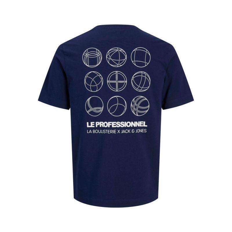 

Мужская хлопковая футболка с принтом петанк-шаров JACK & JONES L темно-синий