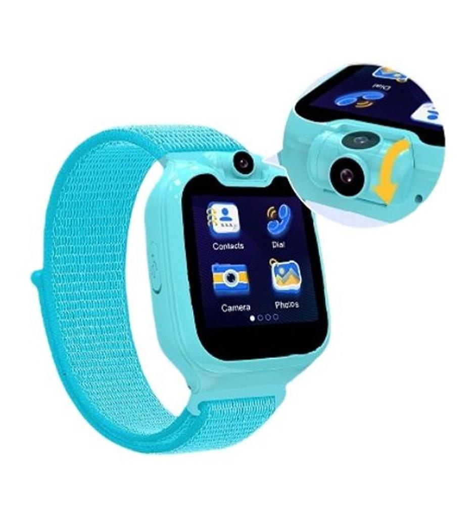 Niebieski smartwatch dziecięcy wodoodporny z funkcją sos i gps