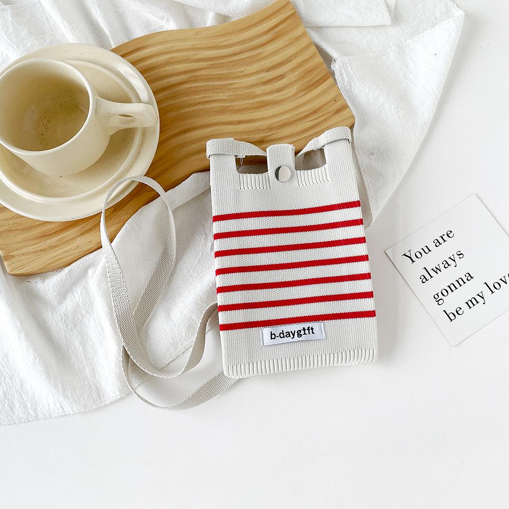 Cute And Sweet Knitted Mobile Phone Bag Shoulder Crossover Handheld Premium Mini Small Bag Mobile Phone Bag