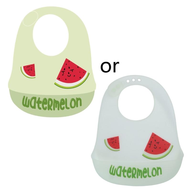 Baby Silicone Bib Cartoon Feeding Bib Waterproof Infant Boy Girl Washable Bib Food Spill Protective Bib with Food Pocket