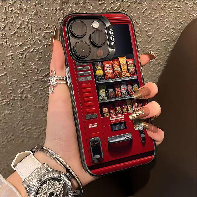 Red vending machine compatible with Apple 16 Pro Max phone case, iPhone 17 Pro, new 15 Pro, fun and trendy 14-inch phone case. iPhone 7