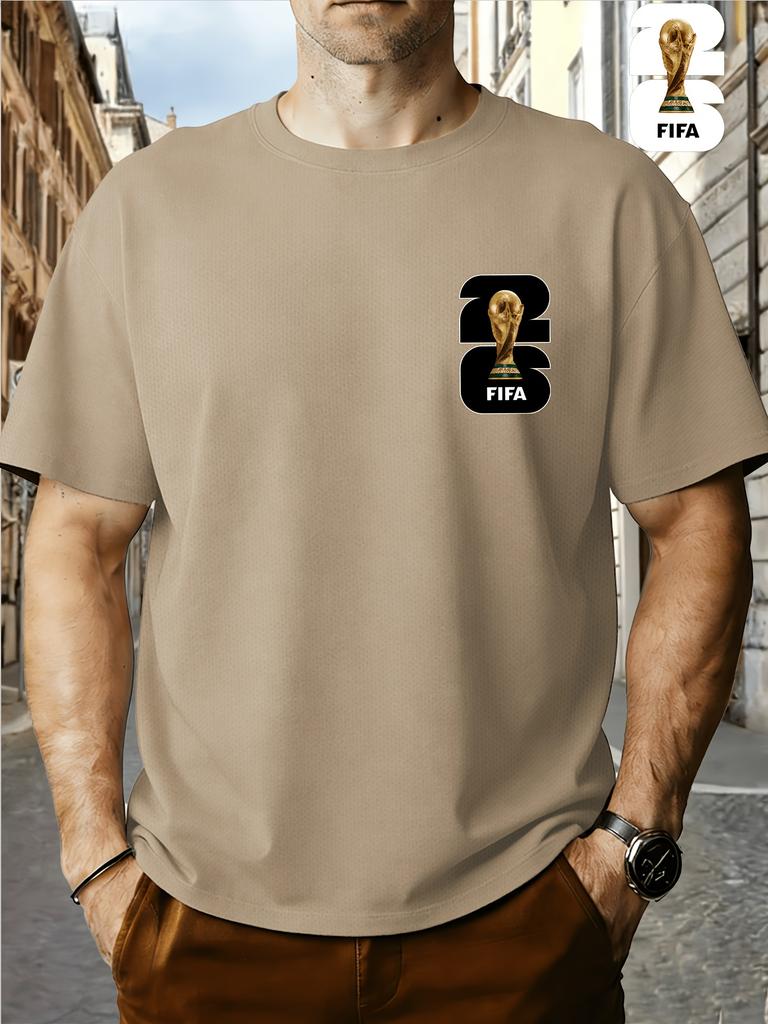 FIFA World Cup Football Men's Fashionable Short-sleeved T-shirt with a US, Canada and Mexico Themed Print. A Casual and Comfortable Summer T-shirt