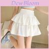Summer White Puffy Short Skirt For Women With High Waist And Flared Design For Casual Wear
