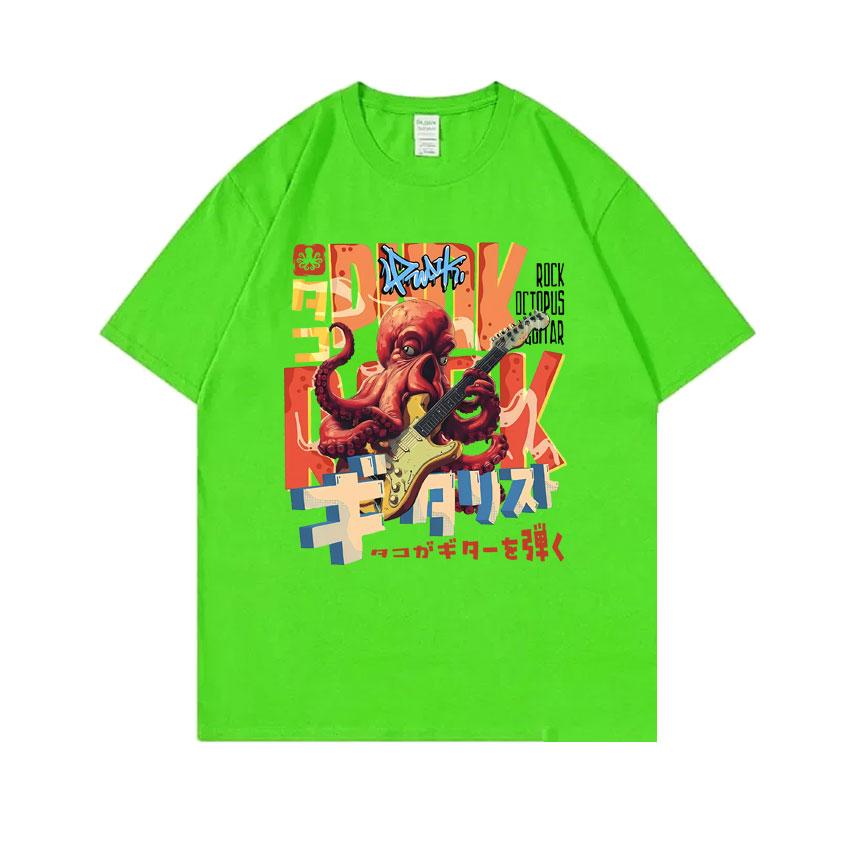 

Tokyo Vintage Japanese Octopus Guitar Punk Rock Print Tshirt Unisex Women Unisexga Oversized Tshirts Unisexs Casual Pure Cotton T Shirt 4XL