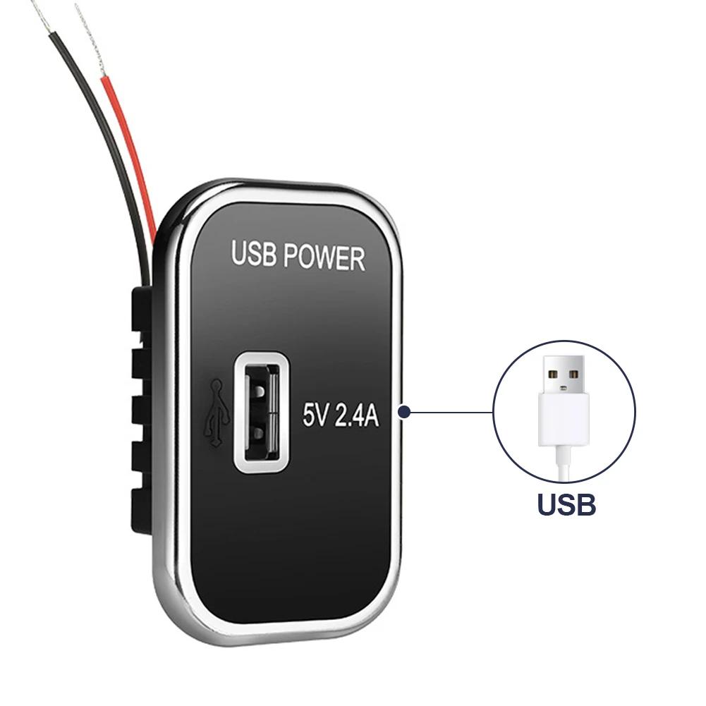 3 Ports 24W PD Type-C 2.1A 1A USB Car Charger Socket 12/24V for Motorcycle Auto Truck ATV Boat RV Bus Power Adapter Outlet