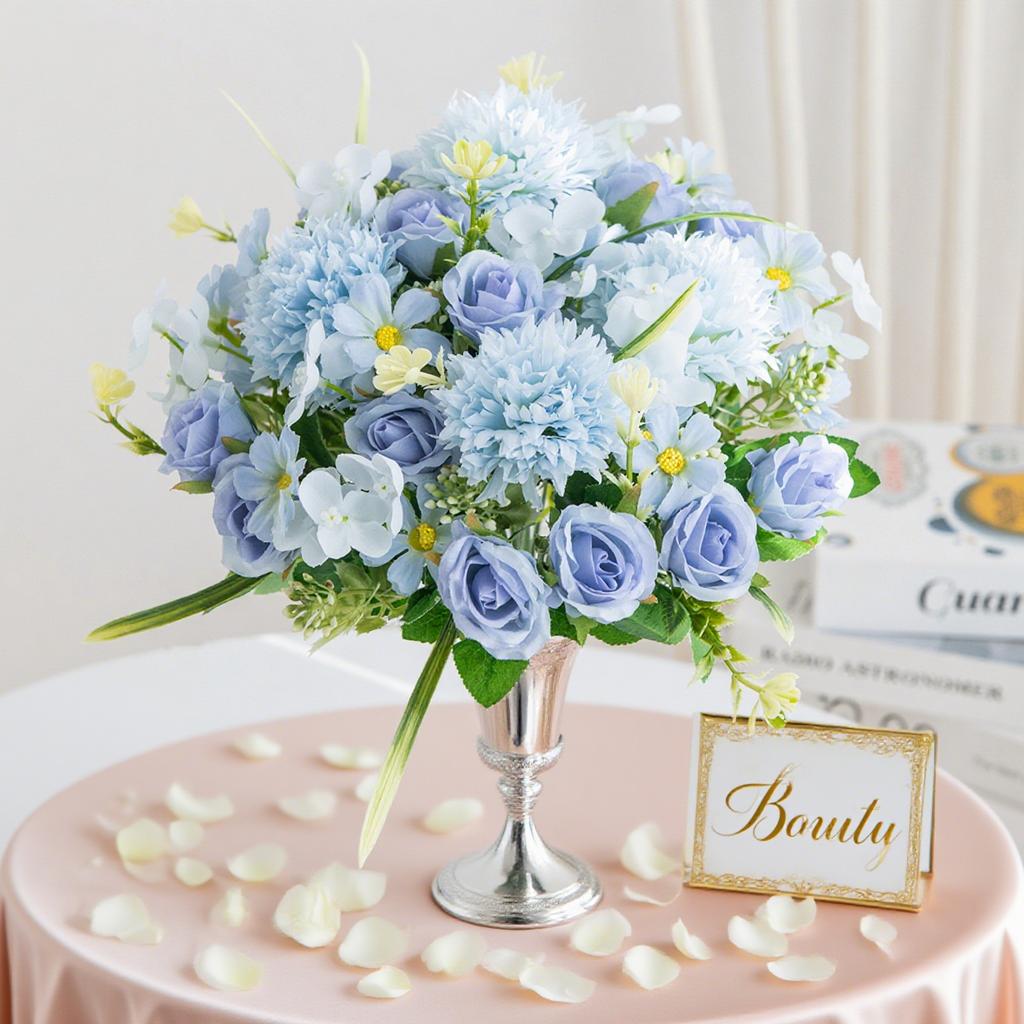 Artificial Flowers Silk Roses Wedding Wreath Home Room Table Valentine's Decora Vase Bridal Bouquet Outdoor Garden DIY Gift Prop