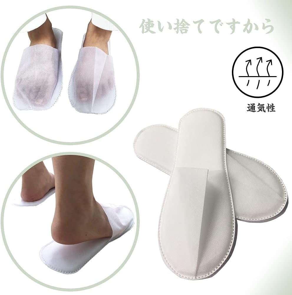 Kitamurasyokai Disposable Slippers for Business Use of Smooth White with Individually Wrapped Ideal for and Visitors of (Pack 50) Amenities, Hotels,