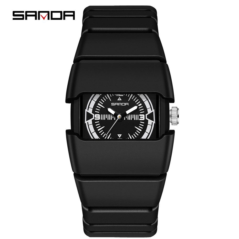 Sanda Men's Waterproof Y2K Retro Quartz Wristwatch with Multi-section Armor Strap, Model 9503.
