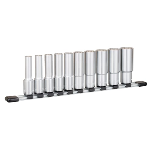 TONE HDL410 Deep Socket Set (12-Point with Holder), 12.7mm (1/2") Drive, 10 Pieces