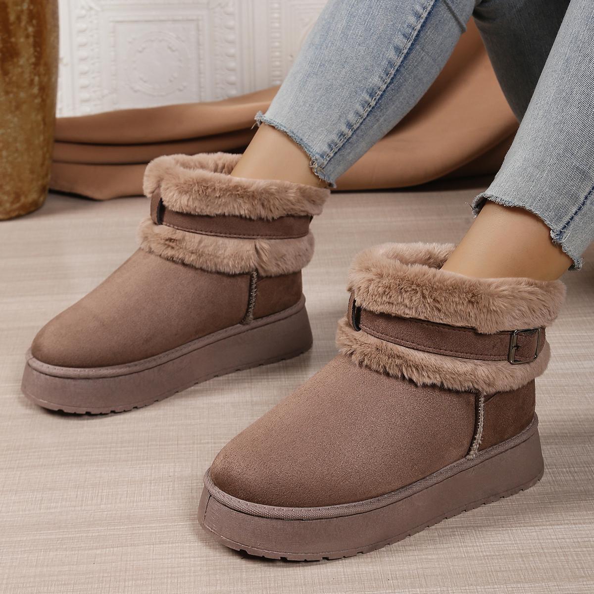 

Women s Single Boots Winter New Thick Soled Frosted Plush Zipper Mid-calf Boots Casual Comfort Warm Non-slip Snow Boots 40