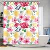 Bath Shower Curtain Fabric Decorative Waterproof 180x180cm Printed Flower Red Pink Yellow Bathroom Liner White Color Home Decora