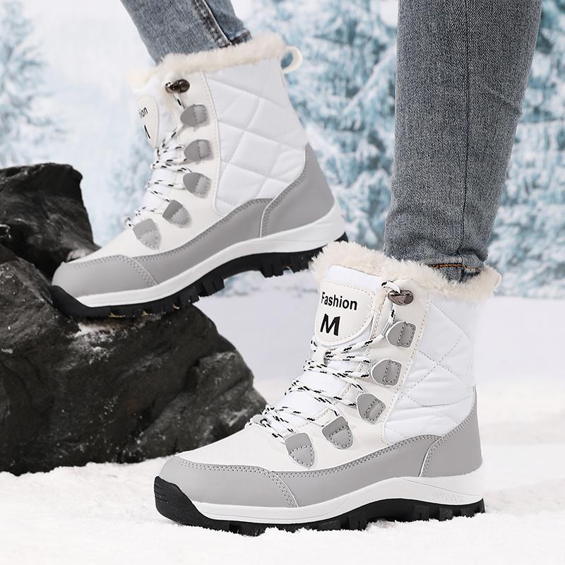 Women's Winter Ankle Boots Warm Non Slip Comfortable Lace Up Snow Boots Thick Plush Elegant Fashion Versatile Women's Long Boots