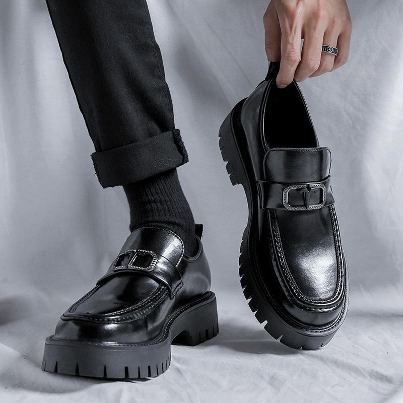 

Модные британские ретро-тренды, мужские кожаные туфли 2024 года, весна-осень, новые дизайнерские туфли с низкой посадкой для мужчин в британской рабочей одежде 38 чёрный