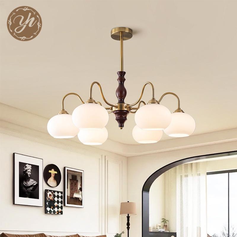 Wabi-Sabi Vintage Persimmon Pendant Light - Retro Solid Wood Eye-Protecting Fixture for Living Room, Study, Bedroom