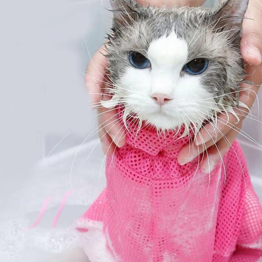 Mesh Cats Washing Bags Anti Scratch Cat Bathing Bag Multi-purpose Cat Grooming Shower Bag  Beauty