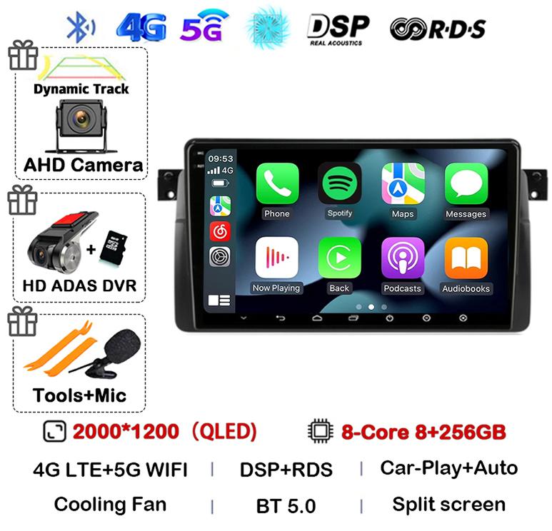 Android 14 Car Radio For BMW E46 M3 1998-2006 Multimedia Video Player 2Din 4G WIFI GPS Navigation Carplay Head Unit 360 Camera