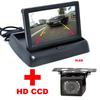 2 en 1 monitor plegable cámara de reserva de la vista posterior del CCD del coche de la noche 9LED de Video+ del coche LCD de 4,3 pulgadas