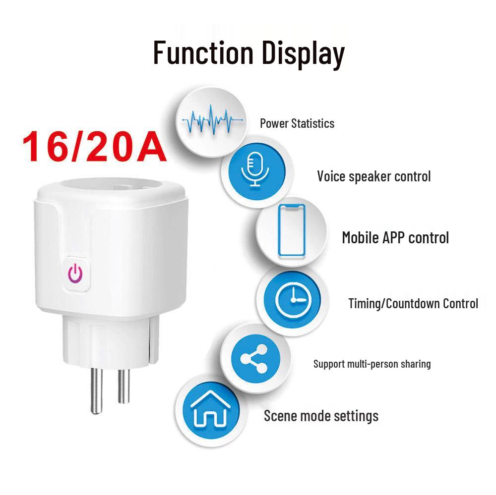 EU Standard Smart Tuya WiFi Socket Timer with Alexa Remote & Power Metering