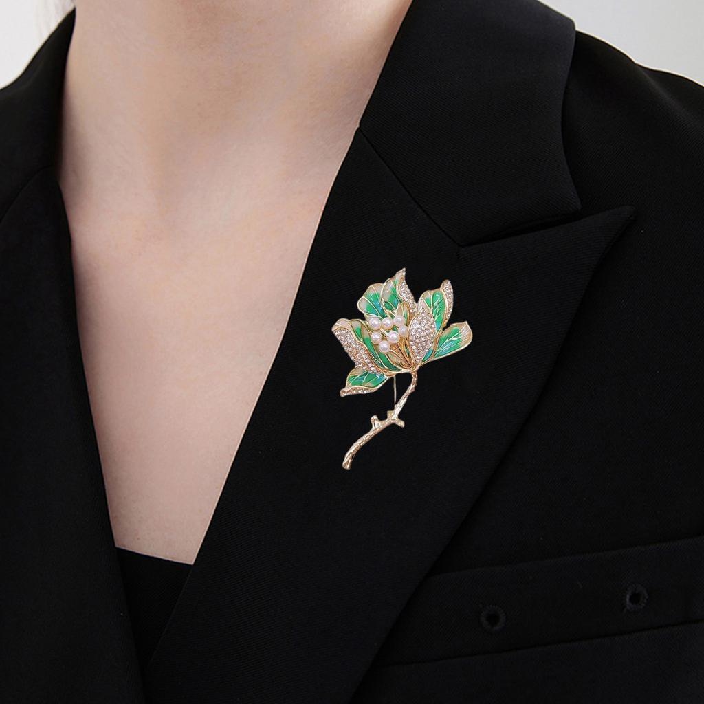 Elegant Crabapple Flower Brooch Pin for Women with Enamel and Alloy Embellishments Jewelry Accessory for Banquet or Party