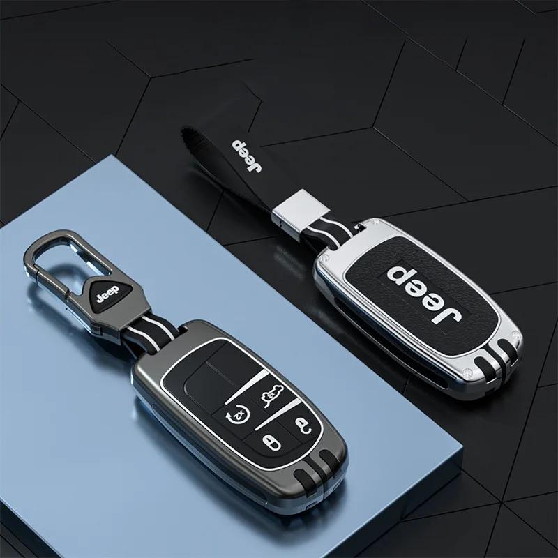 Pour Jeep Alliage de Zinc Silicone Housse de Clé Intelligente de Voiture Pour Jeep Renegade Wrangler Patriot Grand Cherokee WK2 KL Compass Libert