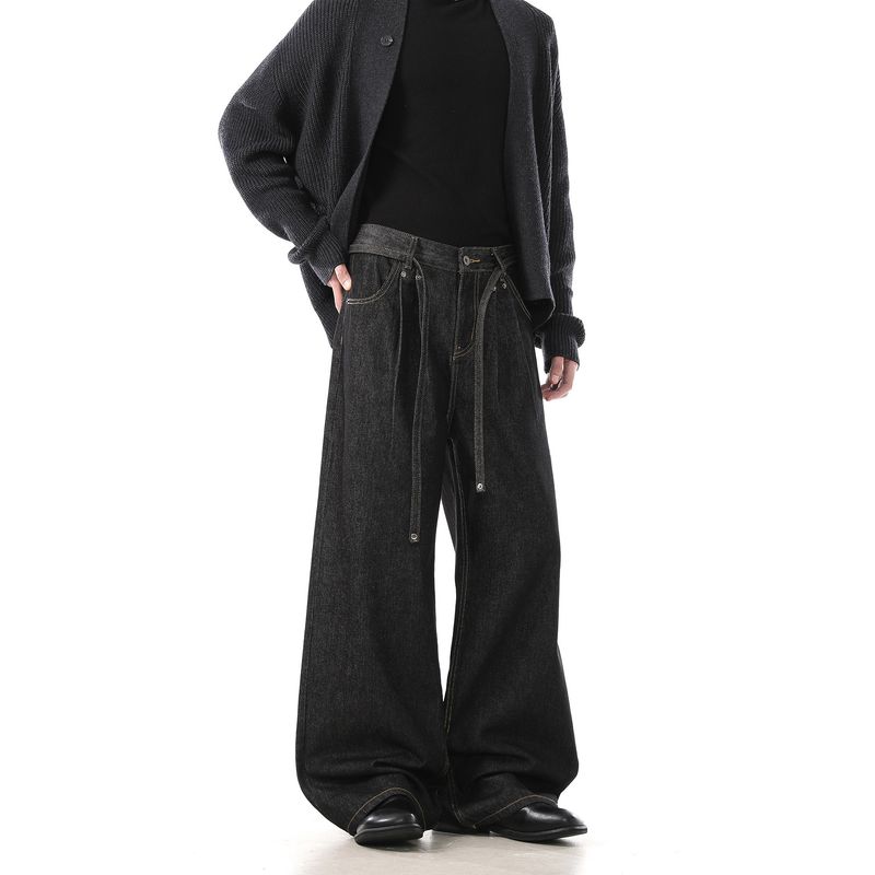 Dream Made American-Style Raw Denim Vintage Jeans for Men, Autumn and Winter Straight-Leg Wide-Leg Scimitar Pants