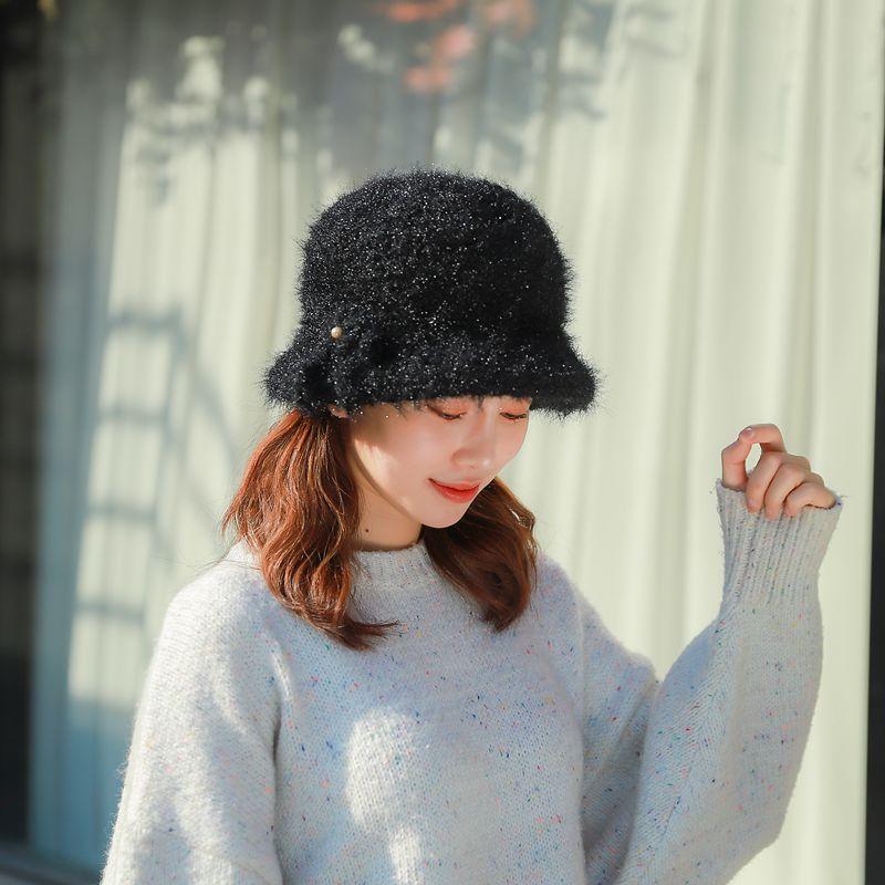 Winter Knitted Hat Wool Hat Fleece Warm Ear Protection Fashion Soft Comfortable Basin Hat Bucket Hat Hand Crocheted Ladies