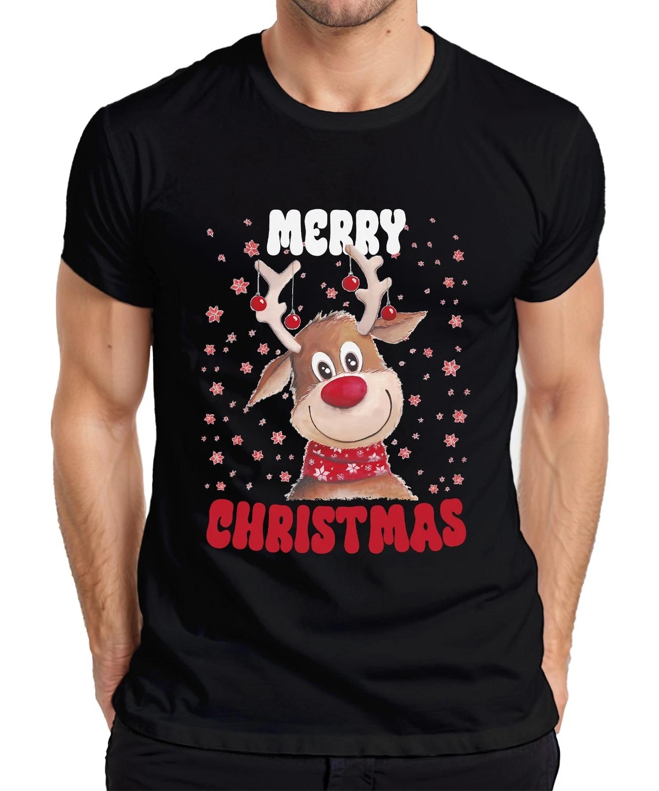 Merry Christmas Reh Rentier Süß - Weihnachten Xmas Christmas Herren T-Shirt XXXXL