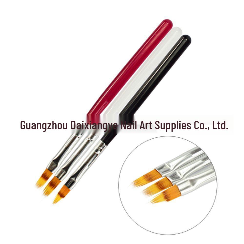 

Exclusive Black Handle Nail Art Brush Set - Serrated, Gradient, Special Tip - 3 Pieces