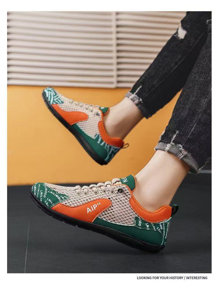 Men's Slip-on Breathable Mesh Skate Shoes - Soft Sole, Non-slip, Casual, Trendy, Versatile Forrest Gump Style