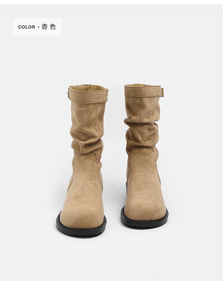 Internet celebrities with the same 2025 winter new matte suede sleeve artificial short plush round head popular shoes fashion boots women