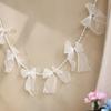 Elegant White Organza Ribbon and Pearl Garland, Wedding Party Decor, Bridal Shower Hanging Garland with Bows, Home Decor Banner