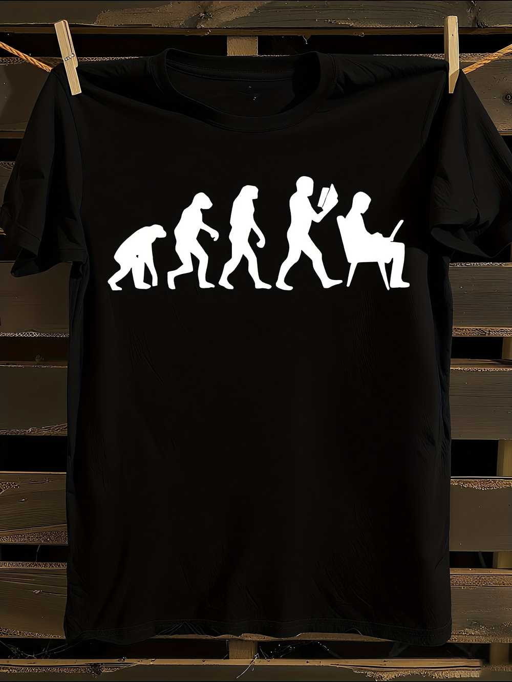 

Funny Human Evolution Darwin Theory T-Shirt Mens Tshirt Womens Tshirts with Letters Print Short Sleeves T-Shirt Casual Street Tee Shirt Top XL