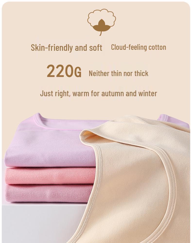 Women's Pure Cotton Long Sleeve Knit Top - Medium Thickness, Warm Autumn/Winter Base Layer, Thermal Cotton Wool Sweater
