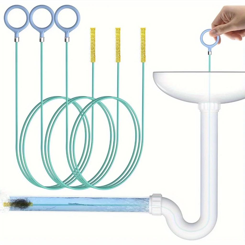 Pipe Unclogger, Drain Cleaning Stick, Hair Cleaning Hook, Bathroom Kitchen Drain Hole Unclogger, Durable Nylon Coating