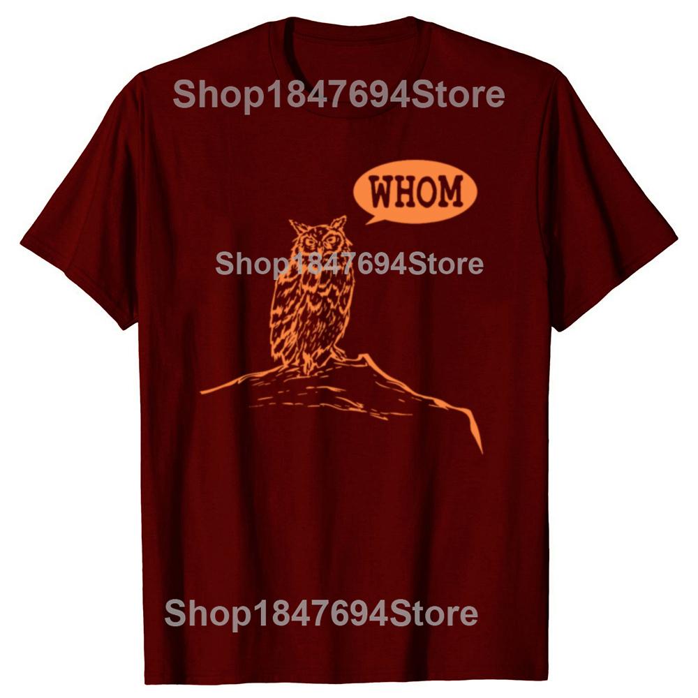 Funny Whom Owl Grammar English Teacher Graphic T-shirts Men Women's Fashion Casual Tshirt Loose Oversized Streetwear T Shirt
