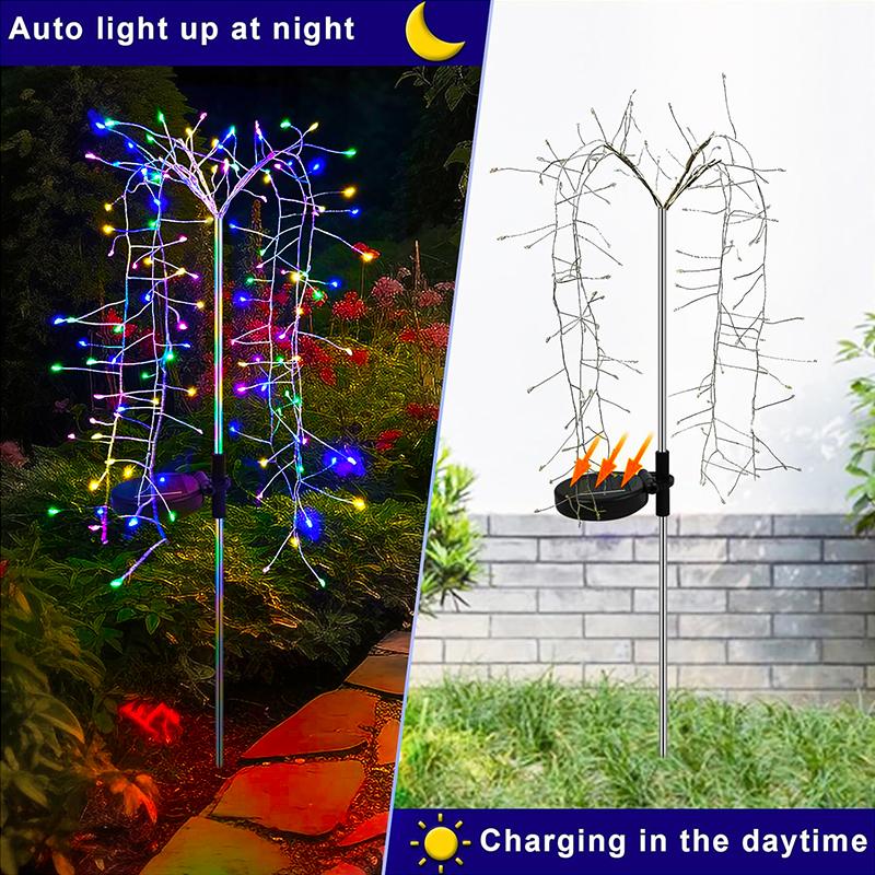 Outdoor LED Firework Christmas Decor Solar Lights Waterproof Garden Party Fairy Solar Lights for Landscape Lawn Pathway Patio