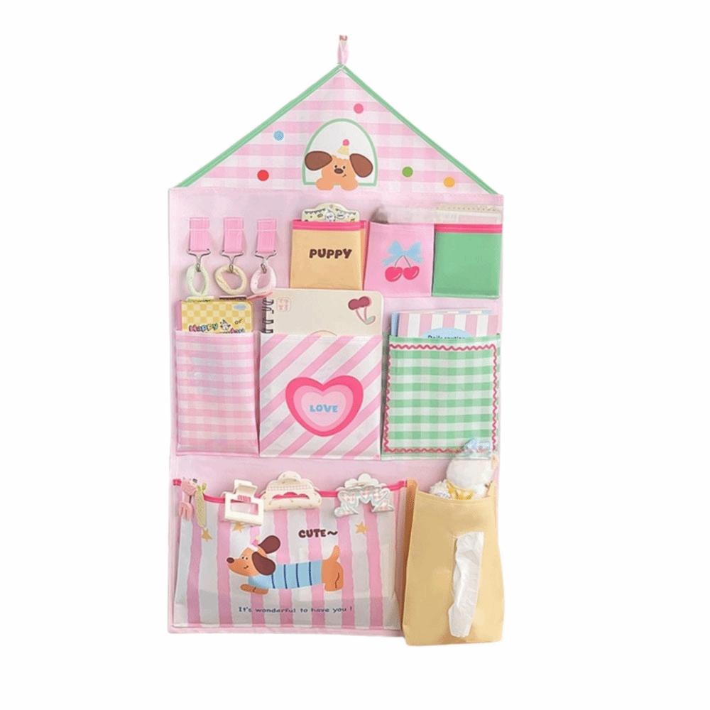 Oxford Cloth Dormitory Storage Hanging Bag Multi-layer Cute Cartoon Hanging Bag Space Saving Wall Mounted Storage Bag Students