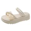 Two wear cool slippers, summer wear ins trendy new fashion pearl fairy style with skirt platform sandals