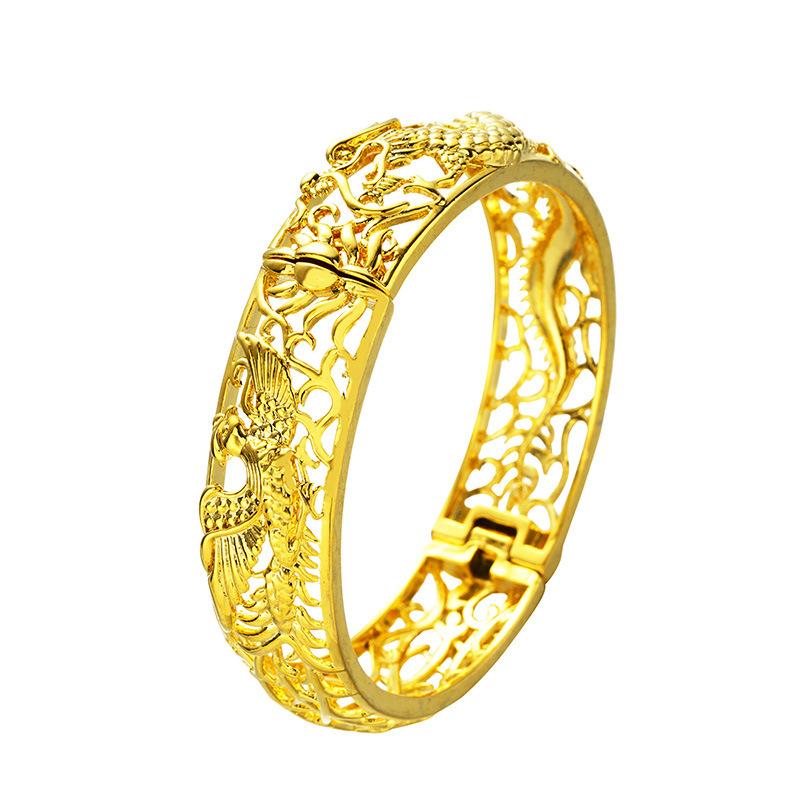 New Hollow Dragon and Phoenix Bridal Euro Coin Bracelet Jewelry Bracelet