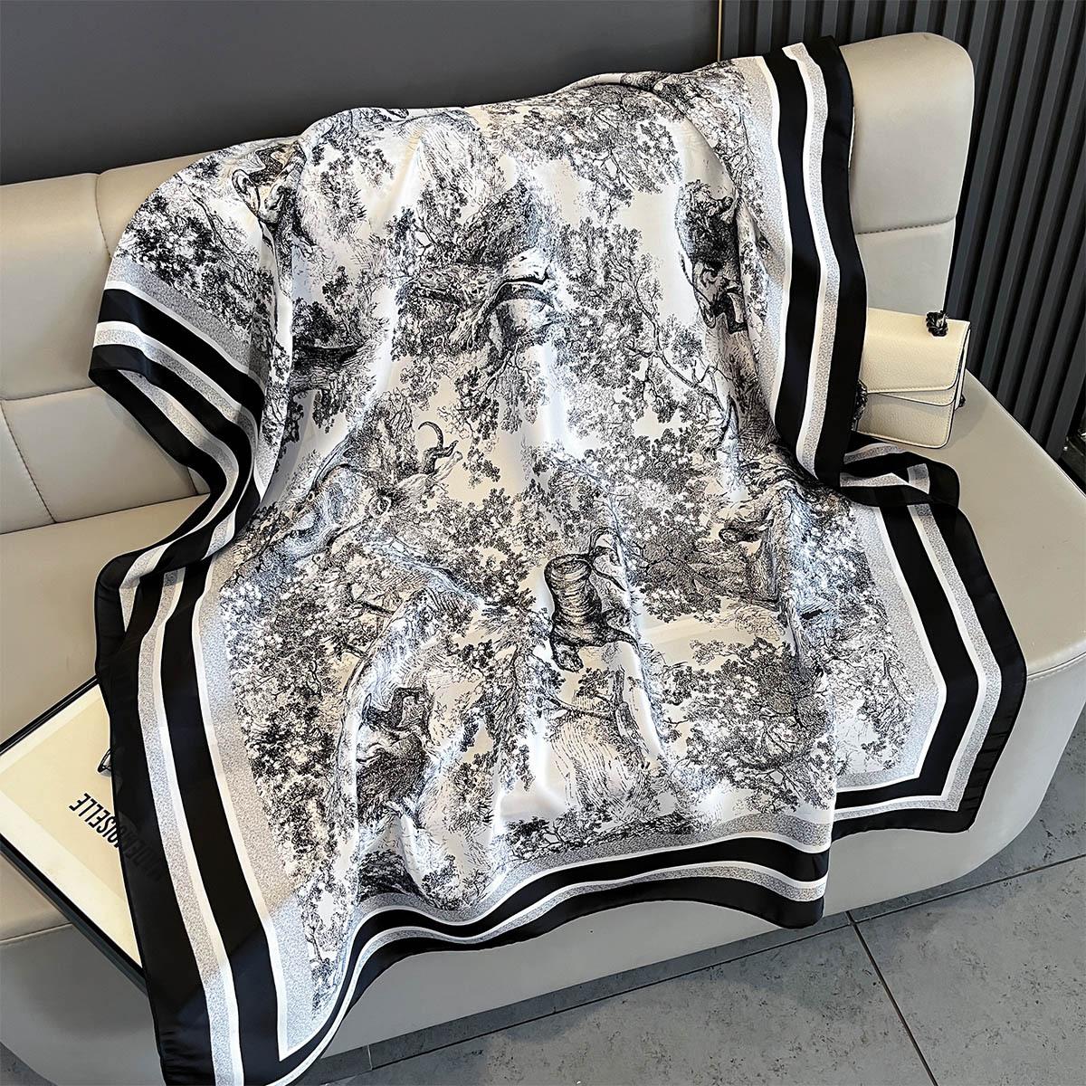 

Spring Summer Autumn Satin Beach Scarf Sun Protection Large Shawl For Women Thin Light Fashion Wrap Poncho Scarves Bandana 85x180cm