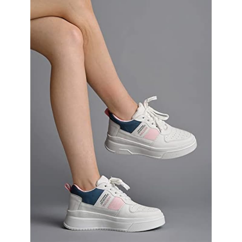 Shoetopia Girls Force White Sneaker - 5 Uk (Girls-Force-White) 5 UK белый