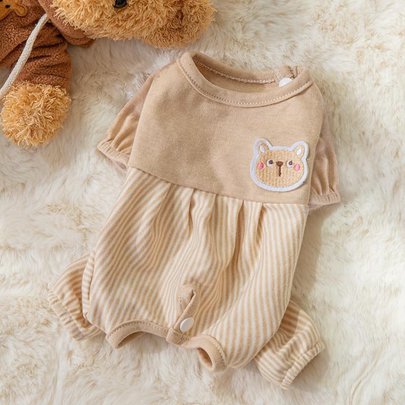 Autumn and winter thin cute bear striped puppy four-legged loungewear cat home air conditioner clothing pet clothes