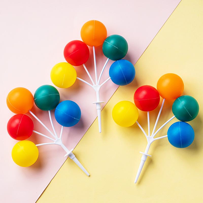 Colorful Retro Balloon Cake Toppers – Round Ball Dessert Decorations