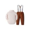 Baby Boy Gentleman Polka Dot Bodysuit & Overalls Set with Bow Tie - Long Sleeve, Two-Piece, Spring/Autumn Formal Wear