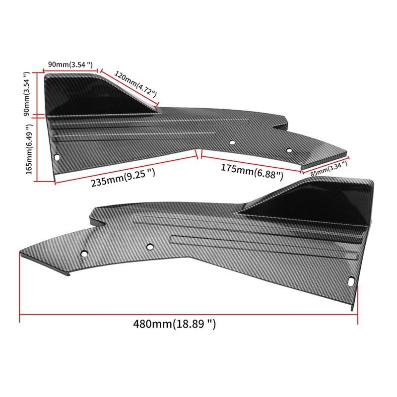 A03Z-48Cm Rear Bumper Protector Canards Splitter Side Skirt Guard Body Kits Cover Sticker Car Tuning Accessories