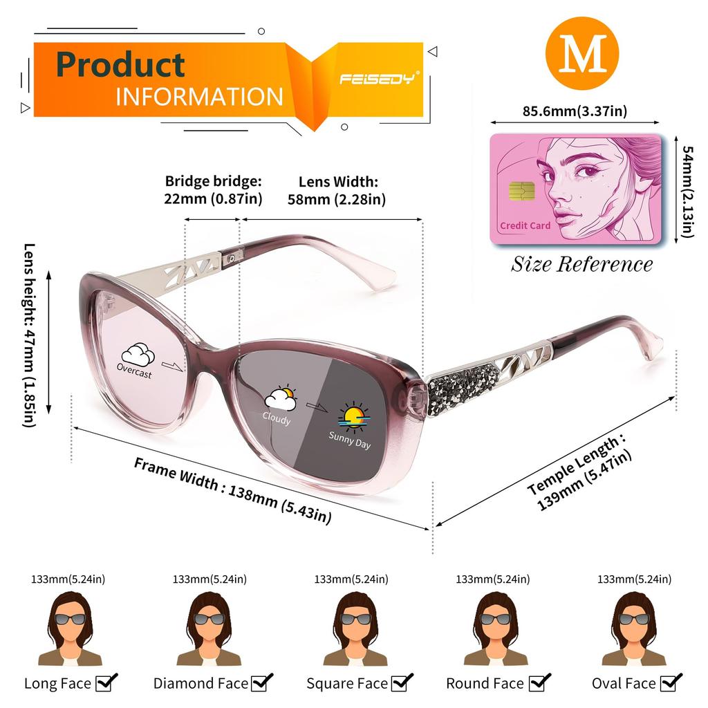 FEISEDY Photochromic Polarized Cool and UV UV400 Perfect for Outdoor and B0144 Women's Sunglasses, Elegant, Protection, Protection, Activities,