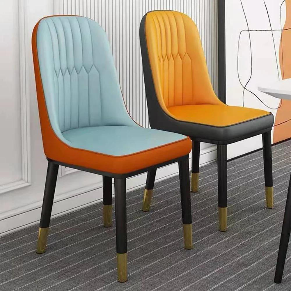2PC Leather Dining Chair Household Sponge Backrest Chair Save Space Nordic Leather Modern Simple Comfortable Dining Room Chairs